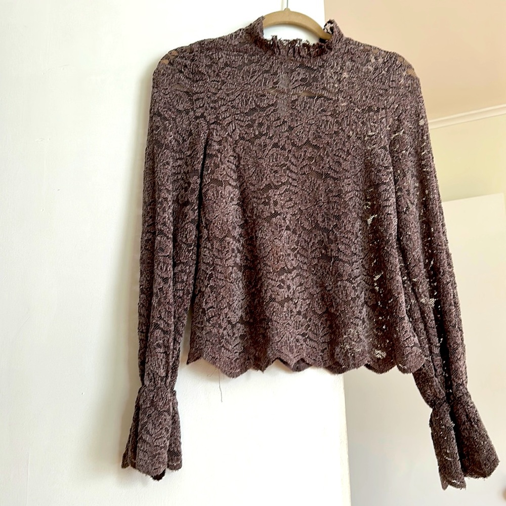 ANTHROPOLOGIE LONG LACE HALTER DRESS SHIRT